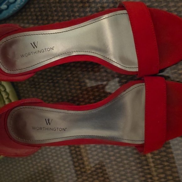 Faux Suede Red Women's Heels EUC Size 7 (#10) - Picture 9 of 10